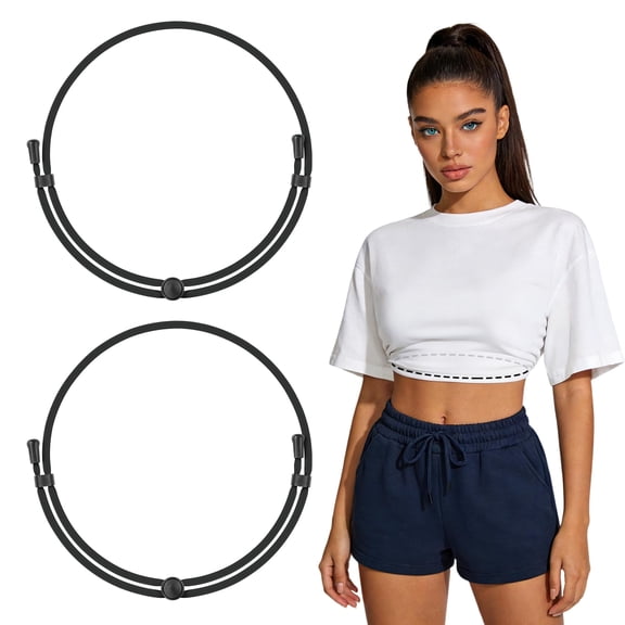 Crop Tuck Band for Women: Elastic Tucking Belt for Shirts & Sweaters, Adjustable Crop Tool for Oversized Tops, 2 Pack