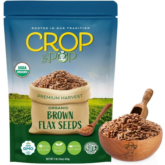Crop by Pop Organic Brown Flax Seeds - Nutritious & Fresh, 16 oz