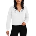 thumbnail image 1 of Cropped 1/4 Zip Pullover for Womens Quarter Zip Sweatshirt Long Sleeve Half Zip Workout Pullover Casual Oversized Tops Fall Fashion, 1 of 5