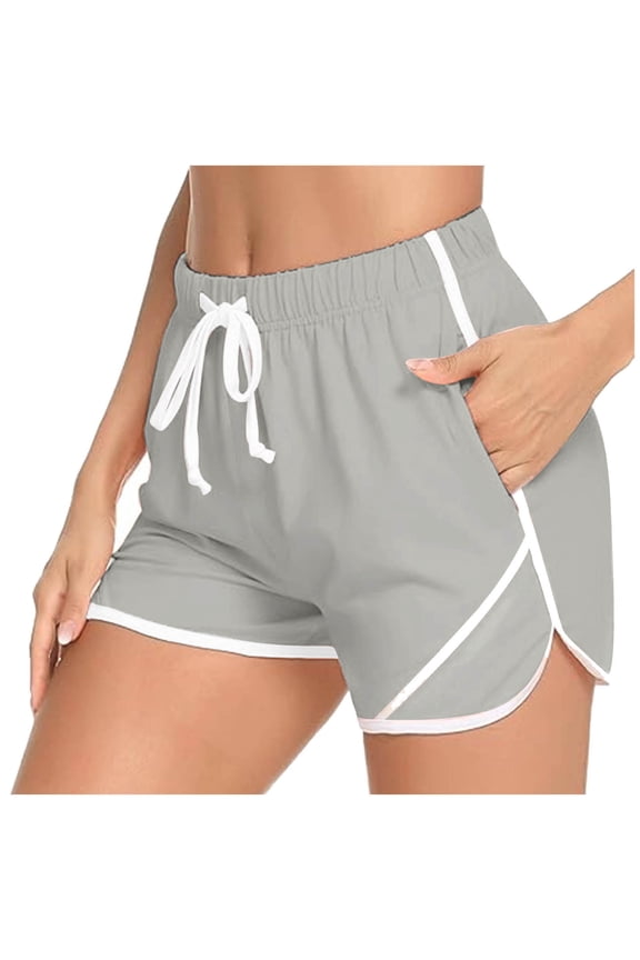 Cropped Athletic Shorts for Womens 5 Inch Quick Dry Gym Workout Shorts Striped High Waisted Bermuda Shorts Baggy Relaxed Fit Sweatpant Workout Running Gym Pants