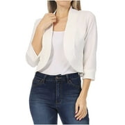 Cropped Blazer for Women Business Casual Suit Jacket Fashionable 3/4 Sleeve Open Front Cardigan OL Work Office Coat