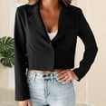 thumbnail image 1 of Cropped Blazer for Women Business Dressy Solid Color Blazer Jacket Long Sleeves Outwears Casual Lapel Collar Blazer Jackets, 1 of 9