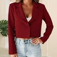 thumbnail image 1 of Cropped Blazer for Women Business Dressy Solid Color Blazer Jacket Long Sleeves Outwears Casual Lapel Collar Blazer Jackets, 1 of 9