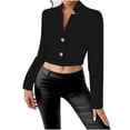 thumbnail image 1 of Cropped Blazers for Women Business Casual Button Down Long Sleeve Suit Jacket Trendy Dressy Work Office Blazer Black M, 1 of 7