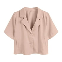 Cropped Blazers for Women Business Casual Open Front Long Sleeve Suit Jacket Trendy Oversized Work Office Blazer S-2XL