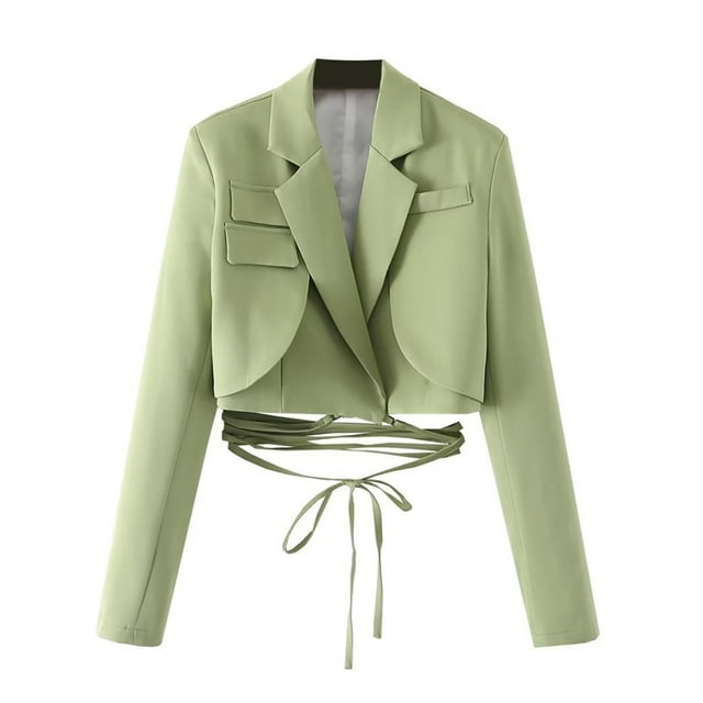 Cropped Blazers for Women Casual Business Work Office Outfits Long