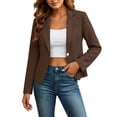thumbnail image 1 of Cropped Blazers for Women Dressy Lightweight Jackets Long Sleeve Notched Lapel Blazers Open Front Office Work Blazer Outwears, 1 of 9