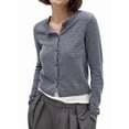 thumbnail image 1 of Cropped Cardigan Shrug for Women, Button Down Long Sleeve Knit Sweater for Dresses,for Jeans Grey S, 1 of 9