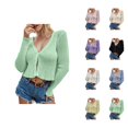 thumbnail image 1 of Cropped Cardigan Sweaters for Women 2025 Long Sleeve V Neck Button Open Front Knit Sweater Cardigan Bolero Tops, 1 of 5