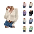 thumbnail image 1 of Cropped Cardigan Sweaters for Women 2025 Long Sleeve V Neck Button Open Front Knit Sweater Cardigan Bolero Tops, 1 of 5