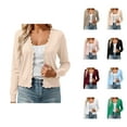 thumbnail image 1 of Cropped Cardigan for Women 2025 Fall Lightweight Long Sleeve V Neck Button Wave Trim Knit Cardigan Sweaters Blouse Top, 1 of 6