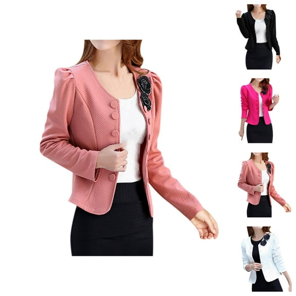 Cropped Cardigan for Women 2025 Fall Winter Long Sleeve Button Open Front Bow Back Business Casual Blazer