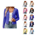 thumbnail image 1 of Cropped Cardigan for Women 2025 Long Sleeve V Neck Button Down Knit Shrugs Cardigans Sweaters for Dresses Tops, 1 of 6