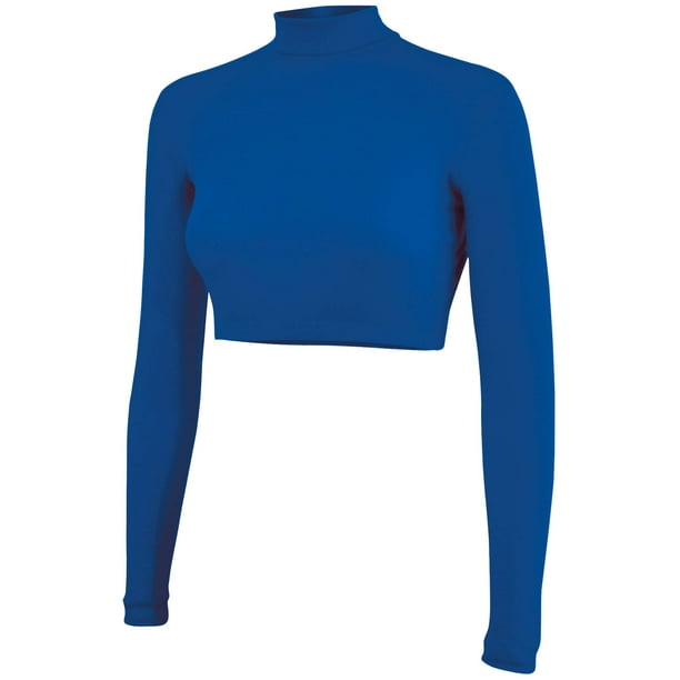 Cropped Cheer Bodysuit Long Sleeve Cheerleading Turtleneck Crop Top 100 Nylon Stretch Body
