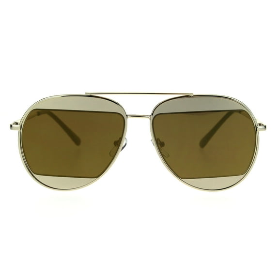 Cropped Color Mirror Lens Metal Rim Officer Pilots Sunglasses All Gold