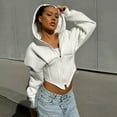 thumbnail image 1 of Cropped Corset Zipper Hoodie (M, White), 1 of 9