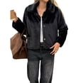 thumbnail image 1 of Cropped Faux Fur Jacket Long Sleeve Open Front Cardigan Casual Parka Short Coat, 1 of 8