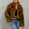 thumbnail image 1 of Cropped Faux Fur Jackets for Women Winter Fashion Lapel Long Sleeve Jacket Trendy Open Front Long Sleeve Coats Casual Travel Outwear, 1 of 9