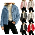 thumbnail image 1 of Cropped Fleece Jacket Women Plus Size Turndown Collar Long Sleeve Solid Color Thick Velvet Lightweight Warm Fleece Coat Casual Outdoor Hiking Travel Sport Outerwear, 1 of 7