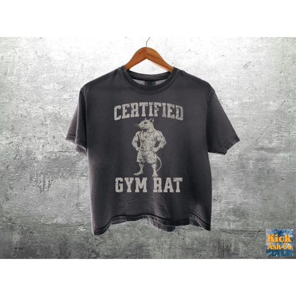 Cropped Gym Shirt Certified Gym Rat Womens Unisex Boxy 3023CL Tshirt