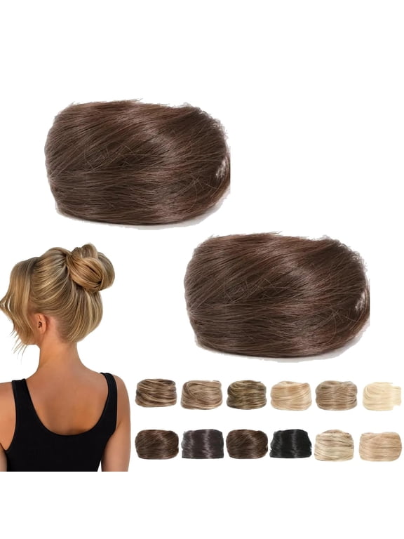 Cropped Hair Wig Hair Tie, 2pcs Messy Bun Scrunchie for Women, Curly Updo
