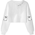 thumbnail image 1 of Cropped Halloween Sweatshirts for Women 2025 Long Sleeve Crewneck Spooky Cute Graphic Sweatshirt Pullover Tops, 1 of 3