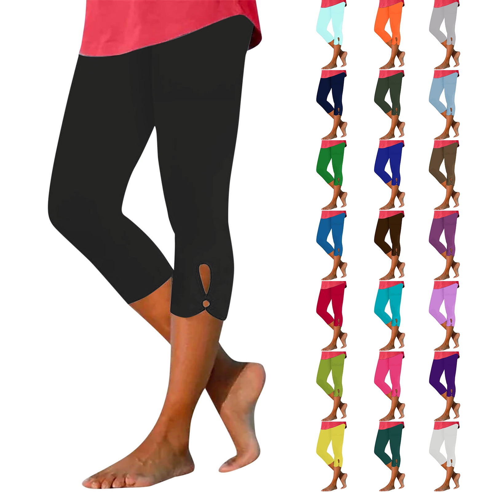 Cropped High Waist Yoga Capris for Women Hollow Out Hem Design Comfy ...