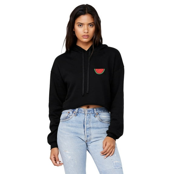 Cropped Hoodie Watermelon Crop Top Hoodie Black Cropped Top Crop Sweatshirt Tops for Women Hooded Sweatshirt Womens Crop Tops Cropped Fleece Watermelon Hoodie