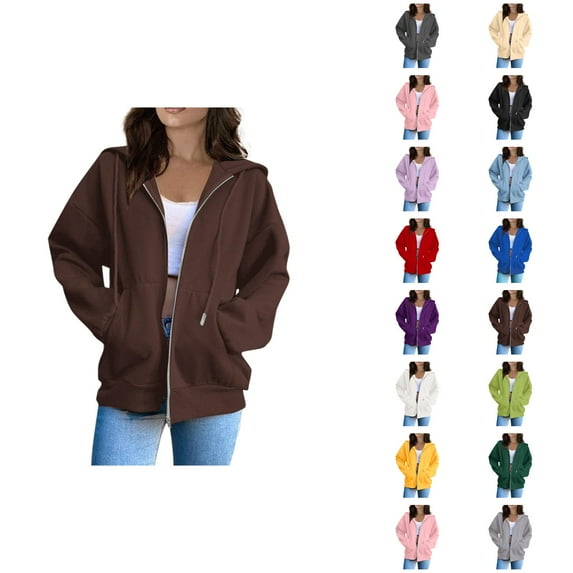 Cropped Hoodie Womens Hoodie Oversized Sweatshirt Casual Lightweight Zip Up Women Women Fashion Solid Loose Hooded Zipper Hoodie Long Sleeve Jacket