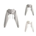 thumbnail image 1 of Cropped Hoodie Womens Sweatshirt Oversized Hoodie Lightweight Hoodie Zip Up Women The Design Of Women's Stacked Loose Pullover Blouse Feels Like A Half Length Short Hooded Sweater, 1 of 4