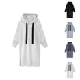thumbnail image 1 of Cropped Hoodie Womens Sweatshirt Oversized Hoodie Women Zip Up Hoodie Casual Wear Women's Long Hooded Lined Sweater Dress, 1 of 4
