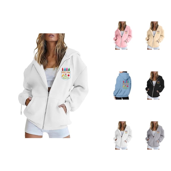 Cropped Hoodie Womens Sweatshirt Oversized Lightweight Zip Up Women Women's Hoodies And Sweatshirts For Casual Wear Long Sleeve Style School Season Print Basic All Seasons Cozy Comfortable