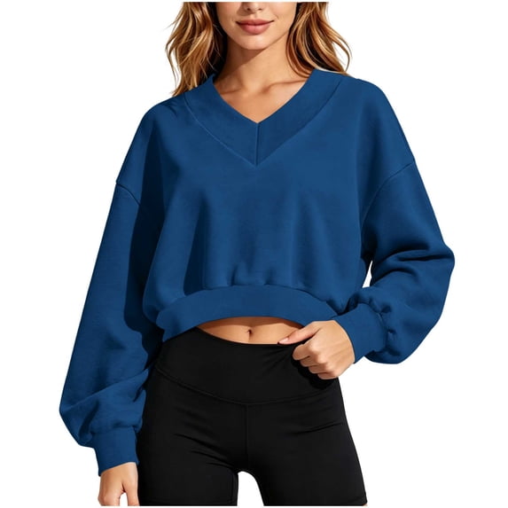 Cropped Hoodie for Womens Casual Crewneck Sweatshirts Workout Long Sleeve Drawstring Hooded College Teen Preppy Crop Tops Clothes 2026
