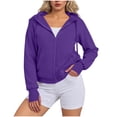 thumbnail image 1 of Cropped Hoodies Jacket for Women Womens Zip Up Hoodie Lightweight Sweatshirt Drop Shoulder Casual Athletic Workout Jacket, 1 of 7