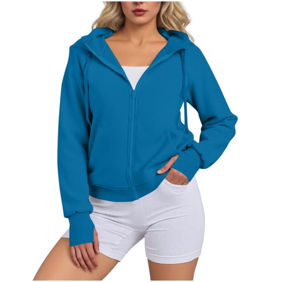 Cropped Hoodies Jacket for Women Womens Zip Up Hoodie Lightweight Sweatshirt Drop Shoulder Casual Athletic Workout Jacket
