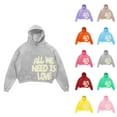 thumbnail image 1 of Cropped Hoodies for Men 2025 All We Need Is Love Anime Y2K Harajuku Hooded Sweatshirt with Pockets Pullover Hoody, 1 of 5