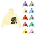 thumbnail image 1 of Cropped Hoodies for Men 2025 All We Need Is Money Anime Y3K Harajuku Hooded Sweatshirt with Pockets Pullover Hoody, 1 of 5