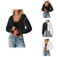 thumbnail image 1 of Cropped Hoodies for Women 2025 Color Block Long Sleeve Zip Up Lightweight Hoodie Hooded Sweatshirt Women Jacket, 1 of 5