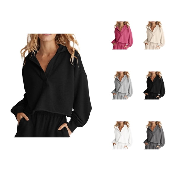 Cropped Hoodies for Women 2025 Fall Winter Lightweight Long Sleeve Plain Hooded Sweatshirt Pullover Tops