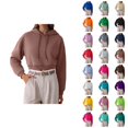 thumbnail image 1 of Cropped Hoodies for Women 2025 Long Sleeve Drawstring Plain Cropped Hoodie Hooded Sweatshirt Women Pullover, 1 of 5