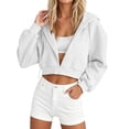 thumbnail image 1 of Cropped Hoodies for Women Zip Up Sweatshirt Womens Jacket Fall Daily Outfits, 1 of 6