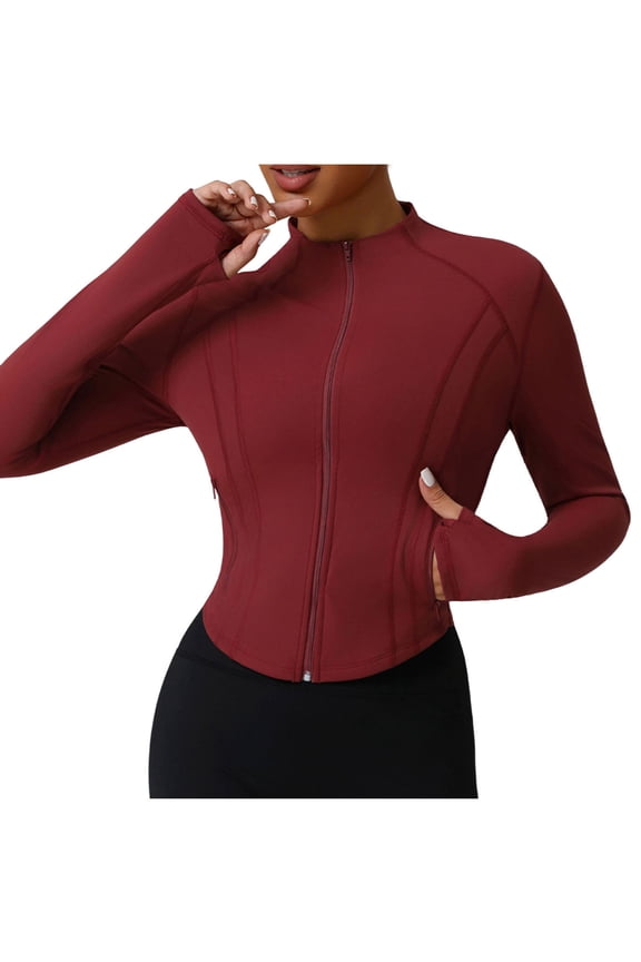 Cropped Jacket Sevevn Women's Athletic Jackets Cropped Long Sleeve Workout Tops Yoga Zip Up Jackets Gym Tops Golf Shirts