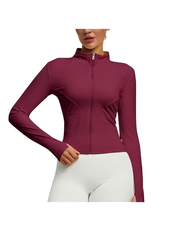 Cropped Jacket Sevevn Women's Workout Jacket Lightweight Zip Up Yoga Jacket Cropped Athletic Slim Fit Tops