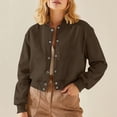 thumbnail image 1 of Cropped Jacket Women Button Down Long Sleeve Casual Outwear Button Down Varsity Jackets, 1 of 9