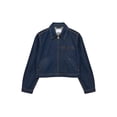 thumbnail image 1 of Cropped Jacket Women Long Sleeve Lapel Neck Zip Up Jackets for Women Blue S, 1 of 8