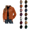 thumbnail image 1 of Cropped Jacket for Women 2025 Fall Winter Long Sleeve Corduroy Button Down Lapel Collar Casual Jackets Outerwear, 1 of 6