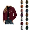 thumbnail image 1 of Cropped Jacket for Women 2025 Fall Winter Long Sleeve Corduroy Button Down Lapel Collar Casual Jackets Outerwear, 1 of 6