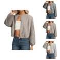 thumbnail image 1 of Cropped Jacket for Women 2025 Long Sleeve Lightweight Crewneck Zip Up Casual Jackets with Pockets Outerwear, 1 of 6