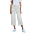 thumbnail image 1 of Cropped Jeans for Women , High Waisted Drawstring Stretch Capri Jeans, Pull On Wide Leg Denim Pants, Tummy Control 3/4 Length Denim Trousers with Pockets for Everyday Wear, 1 of 6