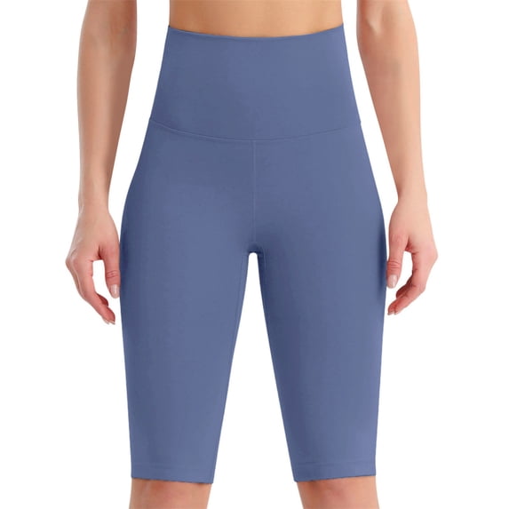 Cropped Leggings for Women Tummy Control High Waisted Yoga Shorts Knee Length Workout Gym Running Athletic Fitness Tights Navy 0810*yoga pants L